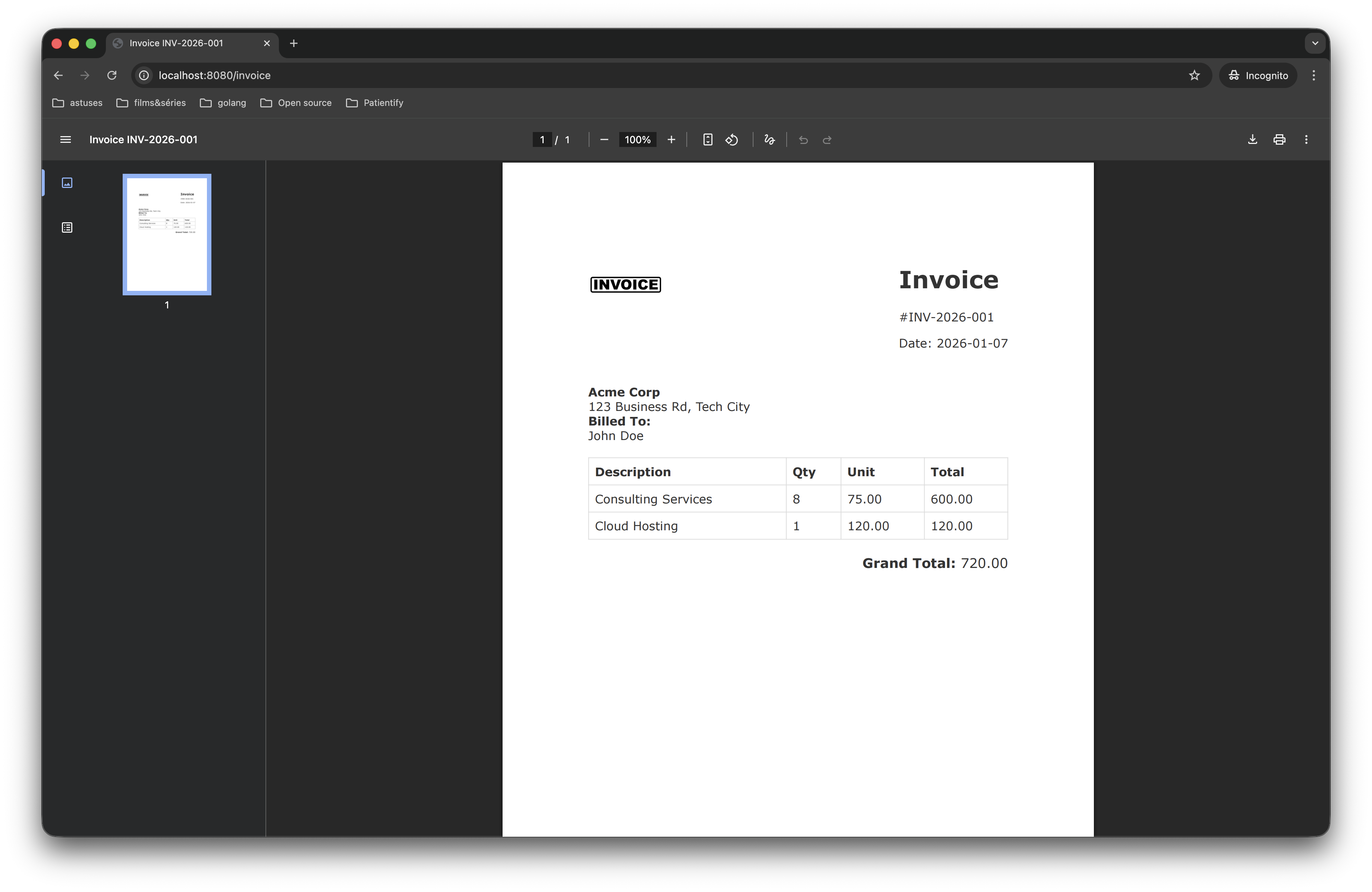 Weayprint go integration